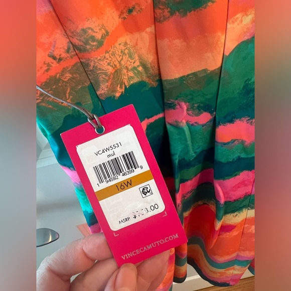 Vince Camuto Cap Sleeve Fit And Flare Multicolor Sleeveless Mini Dress - Picture 7 of 16